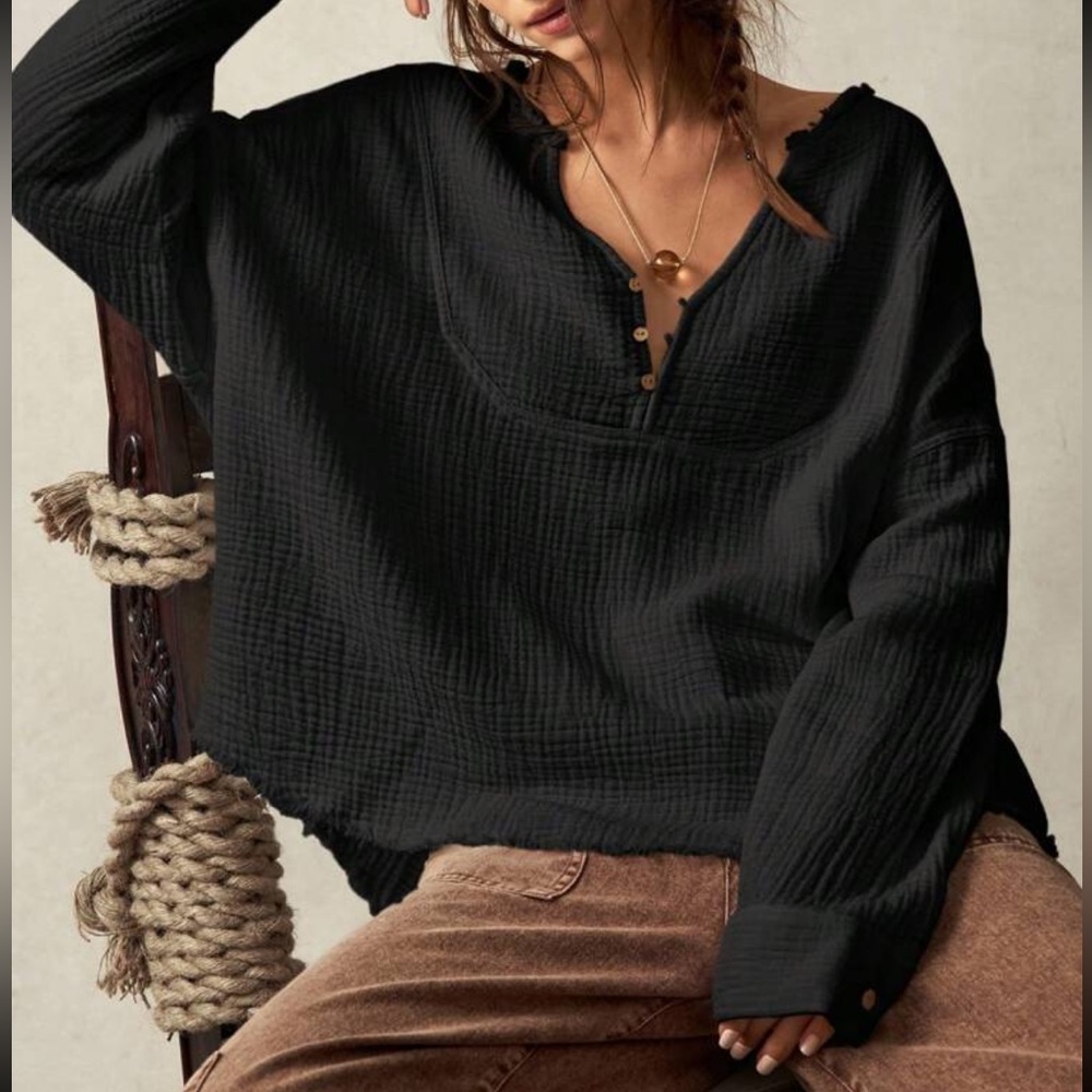 Women's Black Textured Top